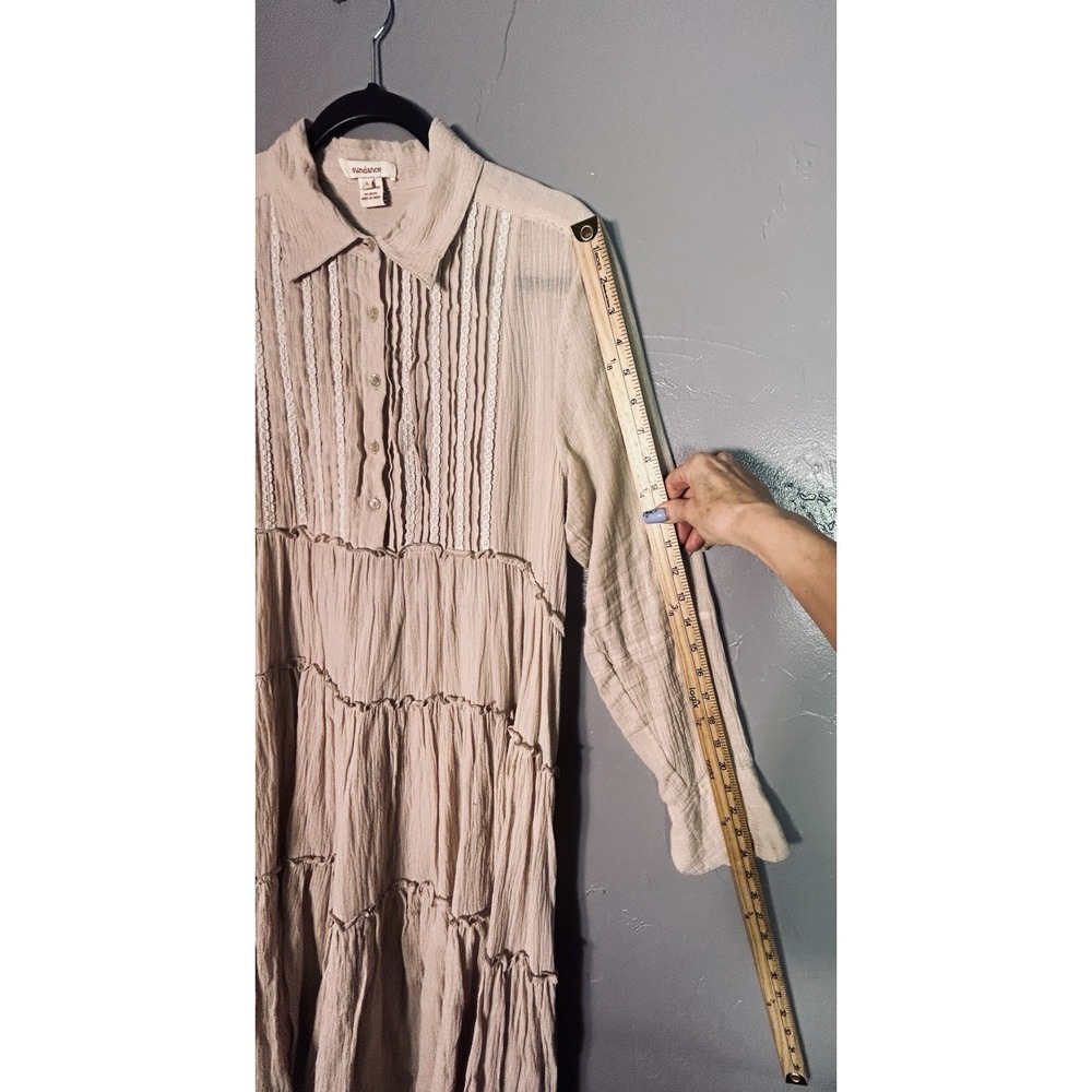 Sundance Enchanted Days pintuck tiered midi dress L 100% Cotton Cottage Core - Picture 11 of 14